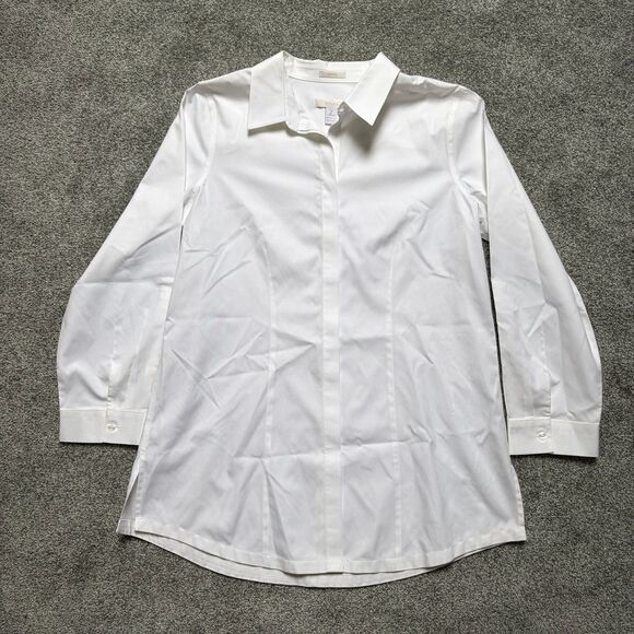 Chico's Tops - Chico’s Women’s No Iron Cotton Button Down Shirt White Sz 2 (large)